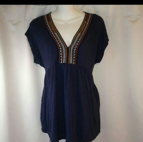 Knox Rose Tops - Knox Rose Boho Knit Tunic With Embroidery, L